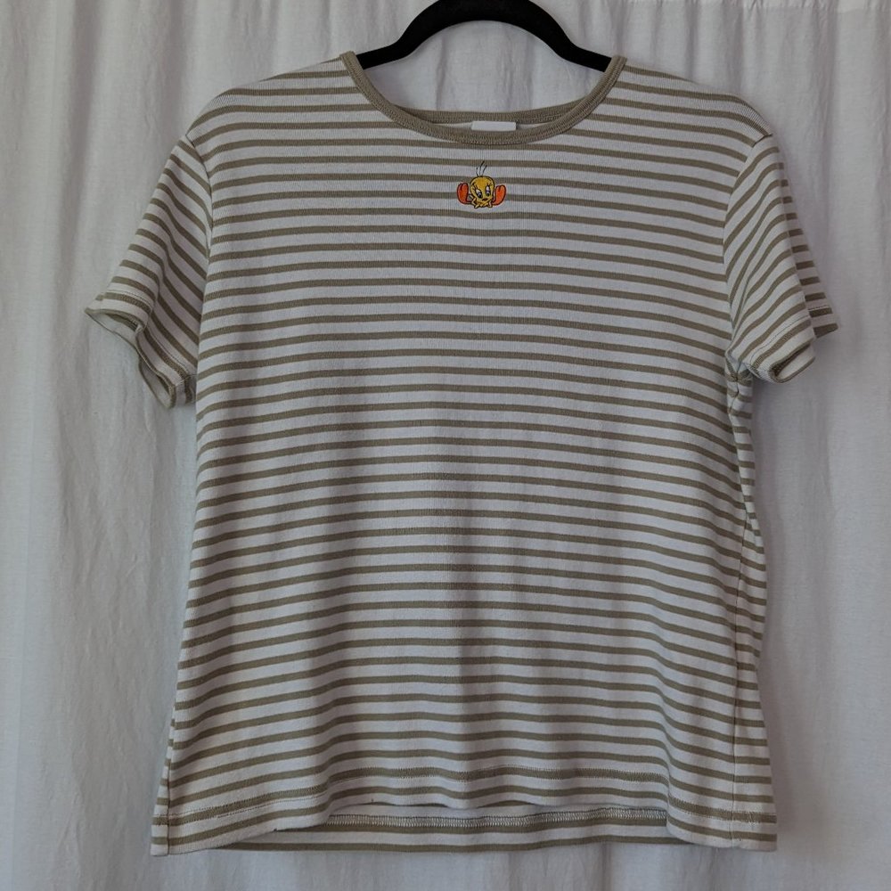 Vintage Warner Bros Tweety Striped Tee Size Extra Large